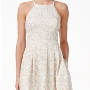 Calvin Klein Cream Jacquard Halter Dress 8